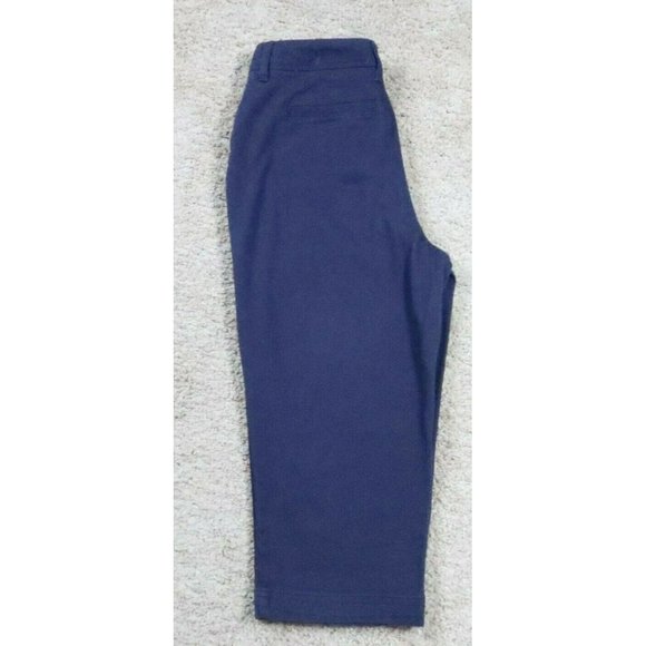 ST JOHN'S BAY Pants Women's Straight Leg Crop Stretch Med Rise Solid Blue 6 - Picture 9 of 11